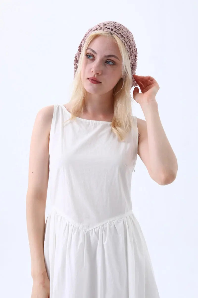 Boho Crochet Lace Head Scarf – Lightweight Floral Knit Headband Leto Collection