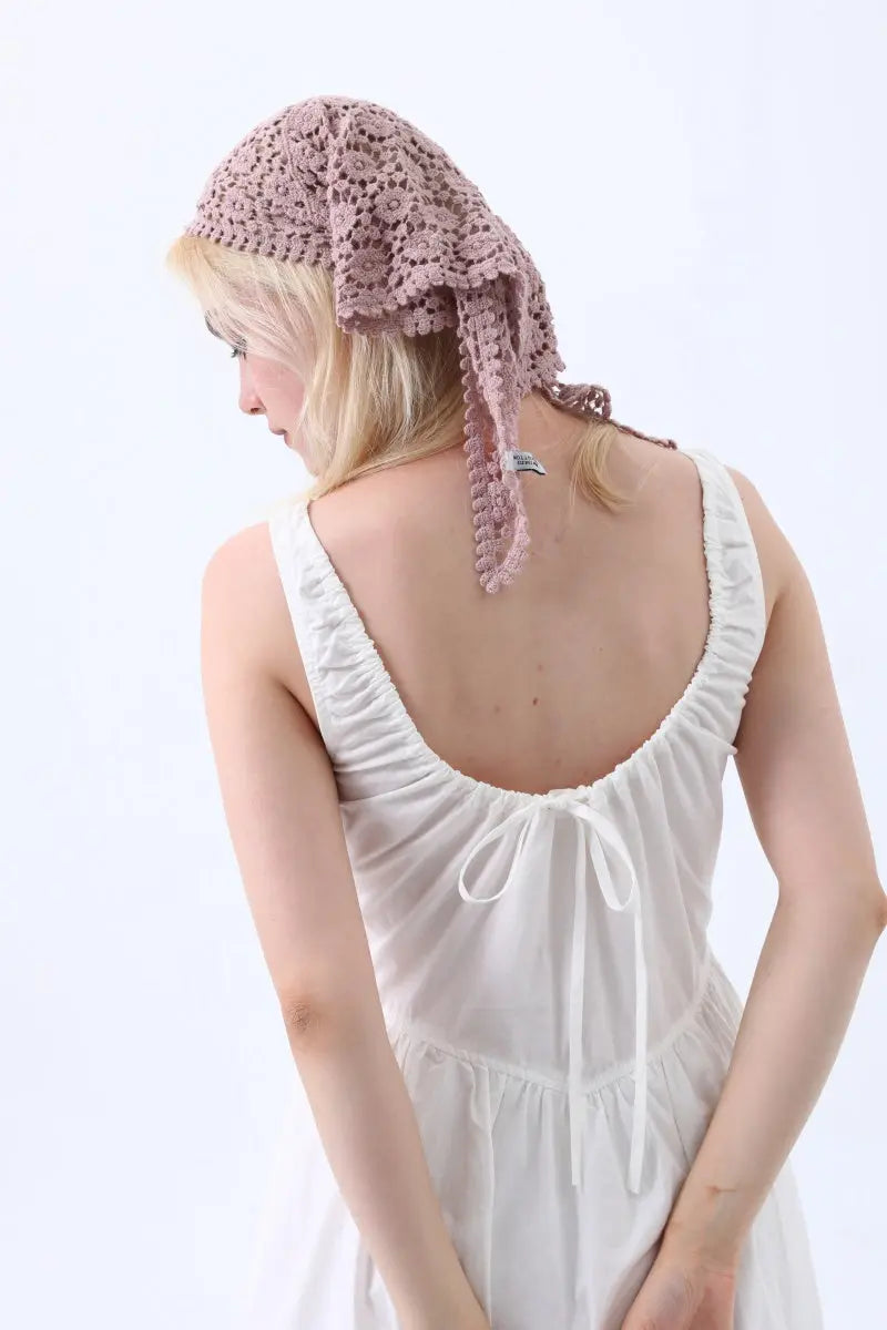 Boho Crochet Lace Head Scarf – Lightweight Floral Knit Headband Leto Collection