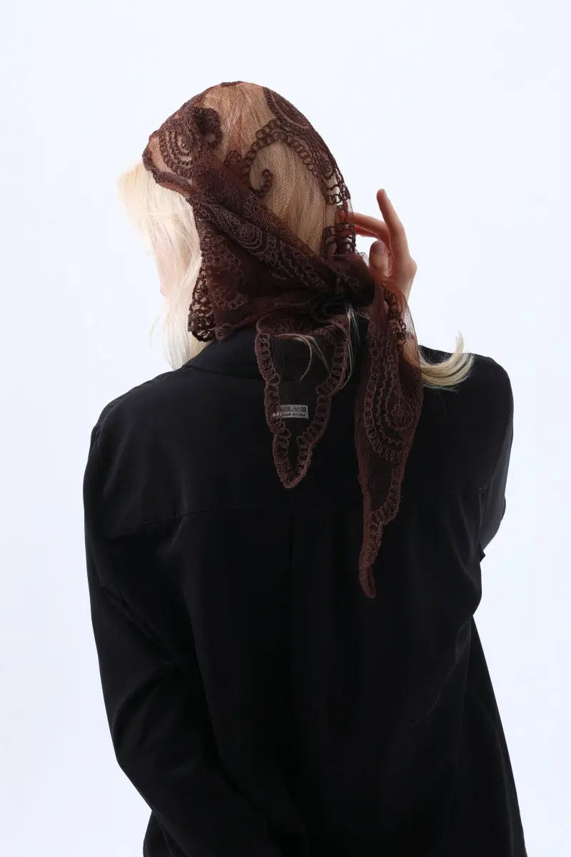 Boho Sheer Lace Headscarf – Retro Embroidered Triangle Hair Scarf for Women Leto Collection