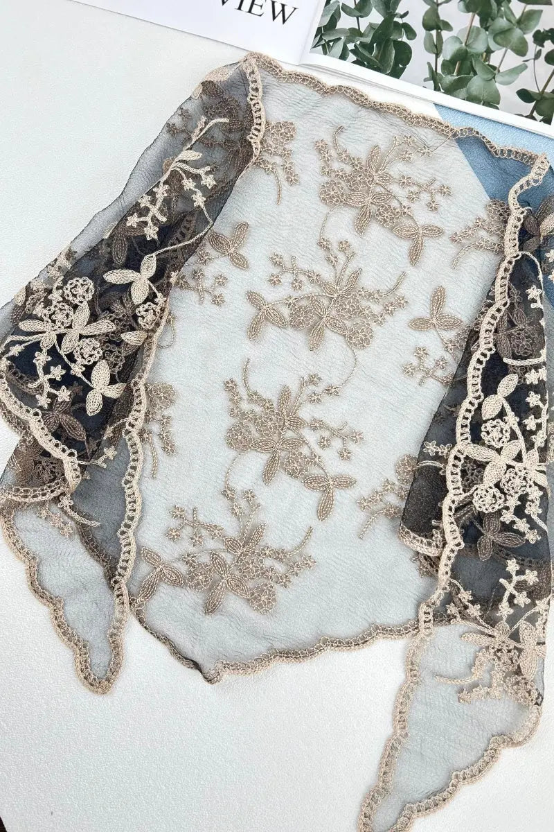 Sheer Floral Lace Headscarf – Retro Triangle Kerchief Leto Collection