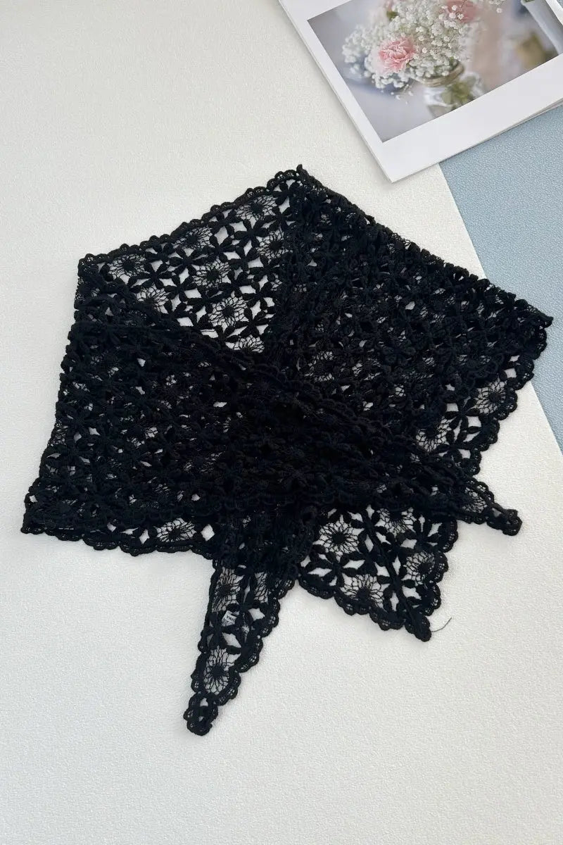 Hollow Out Floral Knit Crochet Scarf – Lightweight Lace Head Wrap for Women Leto Collection