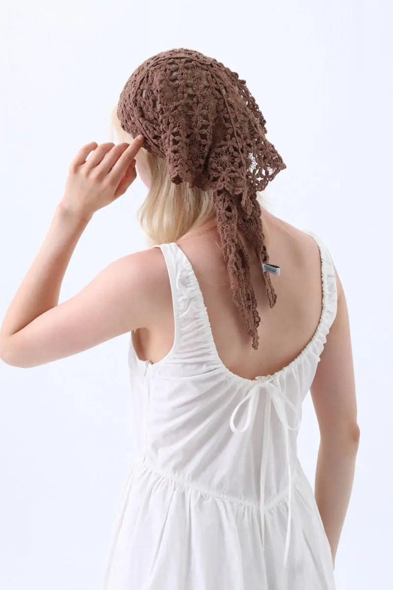 Hollow Out Floral Knit Crochet Scarf – Lightweight Lace Head Wrap for Women Leto Collection