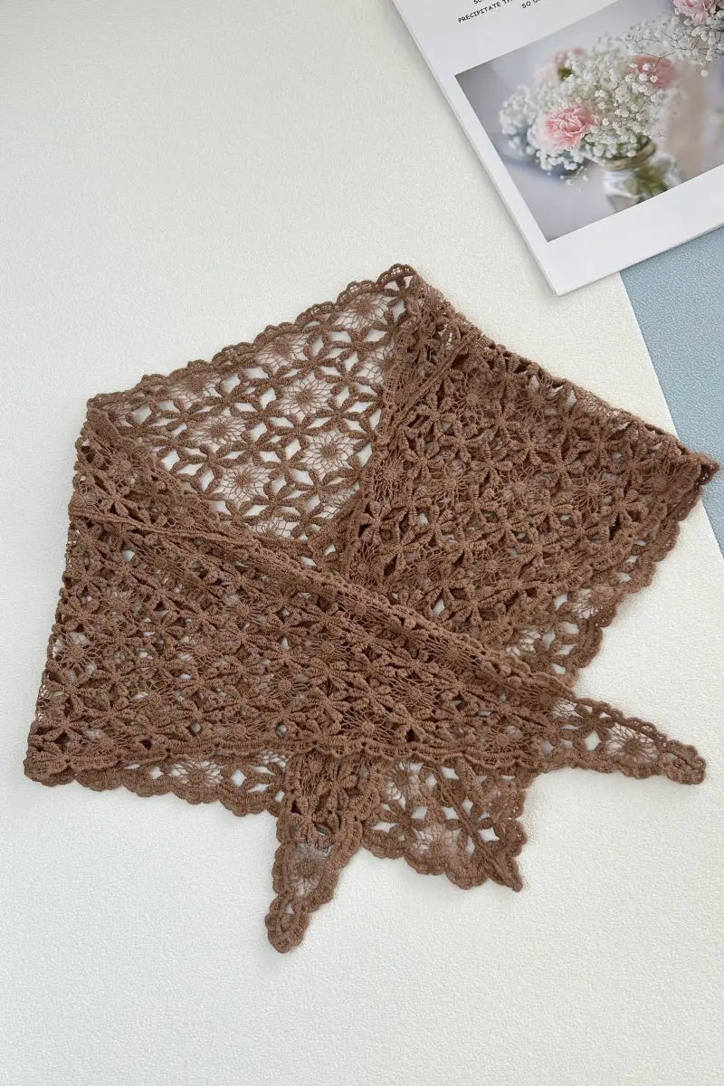 Hollow Out Floral Knit Crochet Scarf – Lightweight Lace Head Wrap for Women Leto Collection