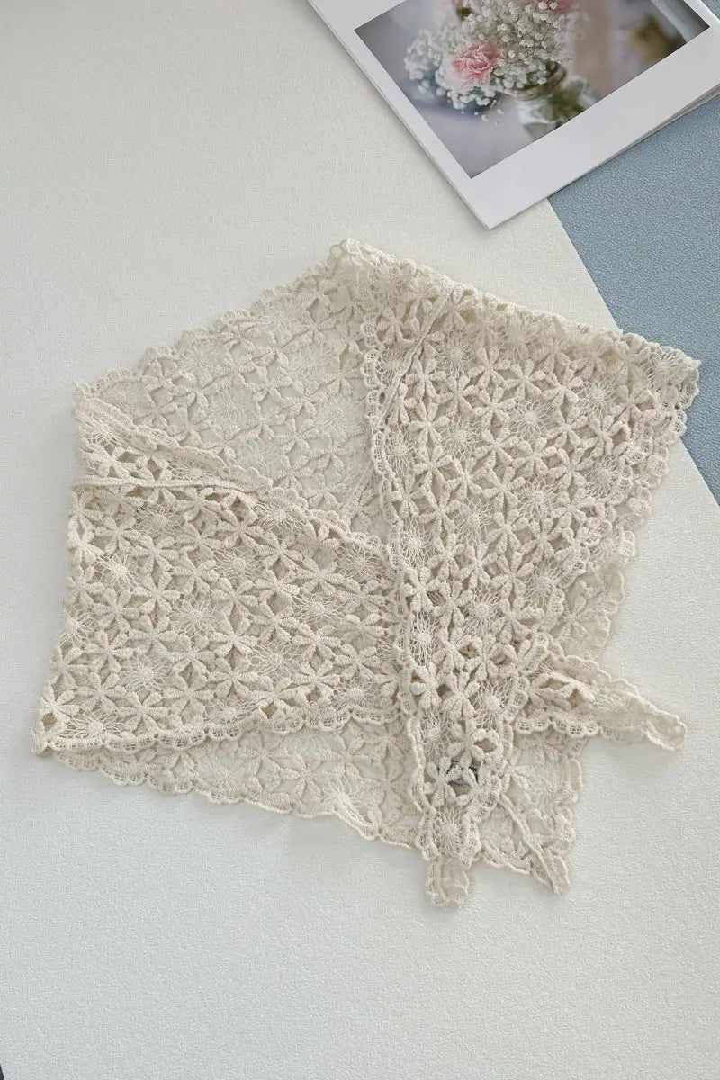 Hollow Out Floral Knit Crochet Scarf – Lightweight Lace Head Wrap for Women Leto Collection
