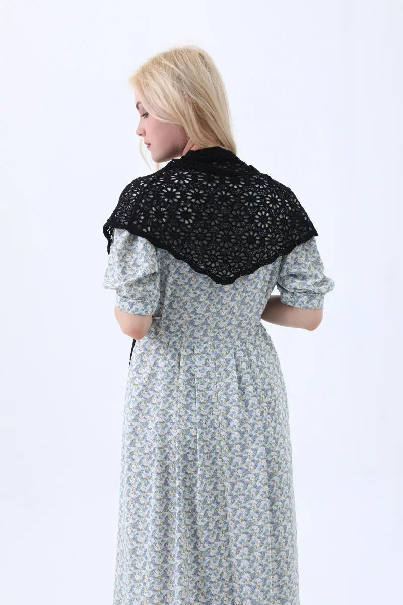 Bohemian Crochet Lace Triangle Shawl – Lightweight Head Wrap & Cover-Up Leto Collection