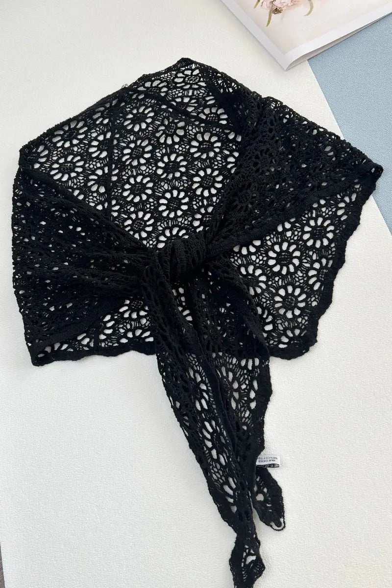 Bohemian Crochet Lace Triangle Shawl – Lightweight Head Wrap & Cover-Up Leto Collection