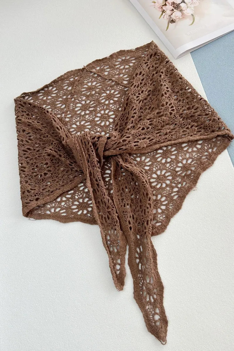 Bohemian Crochet Lace Triangle Shawl – Lightweight Head Wrap & Cover-Up Leto Collection