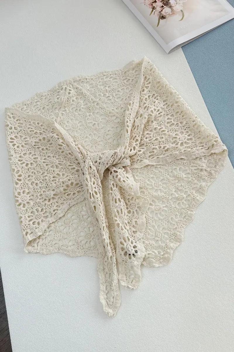 Bohemian Crochet Lace Triangle Shawl – Lightweight Head Wrap & Cover-Up Leto Collection