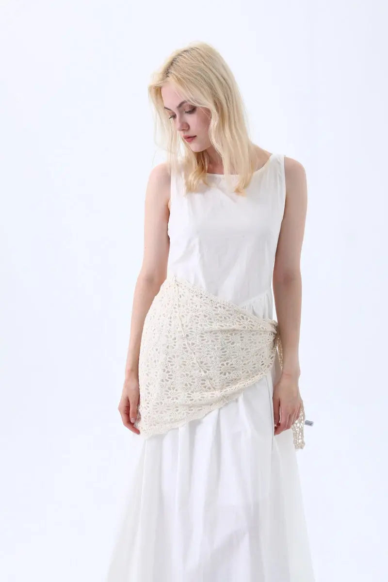 Bohemian Crochet Lace Triangle Shawl – Lightweight Head Wrap & Cover-Up Leto Collection