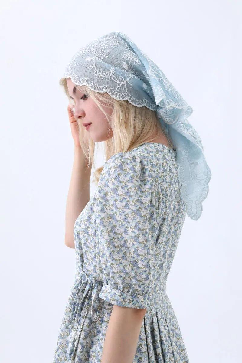 Boho Floral Embroidered Triangle Headscarf – Lightweight Casual Scarf Leto Collection