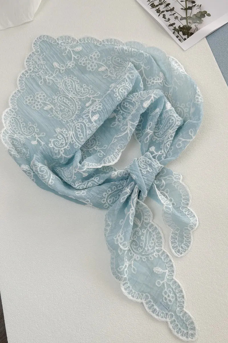 Boho Floral Embroidered Triangle Headscarf – Lightweight Casual Scarf Leto Collection