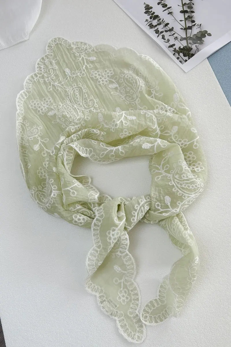 Boho Floral Embroidered Triangle Headscarf – Lightweight Casual Scarf Leto Collection