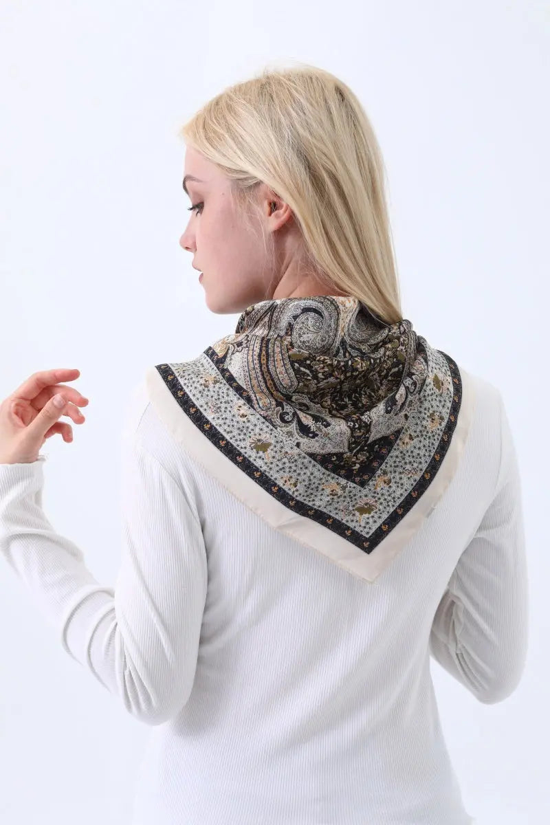 Vintage Paisley Print Silk Square Scarf for Women Leto Collection
