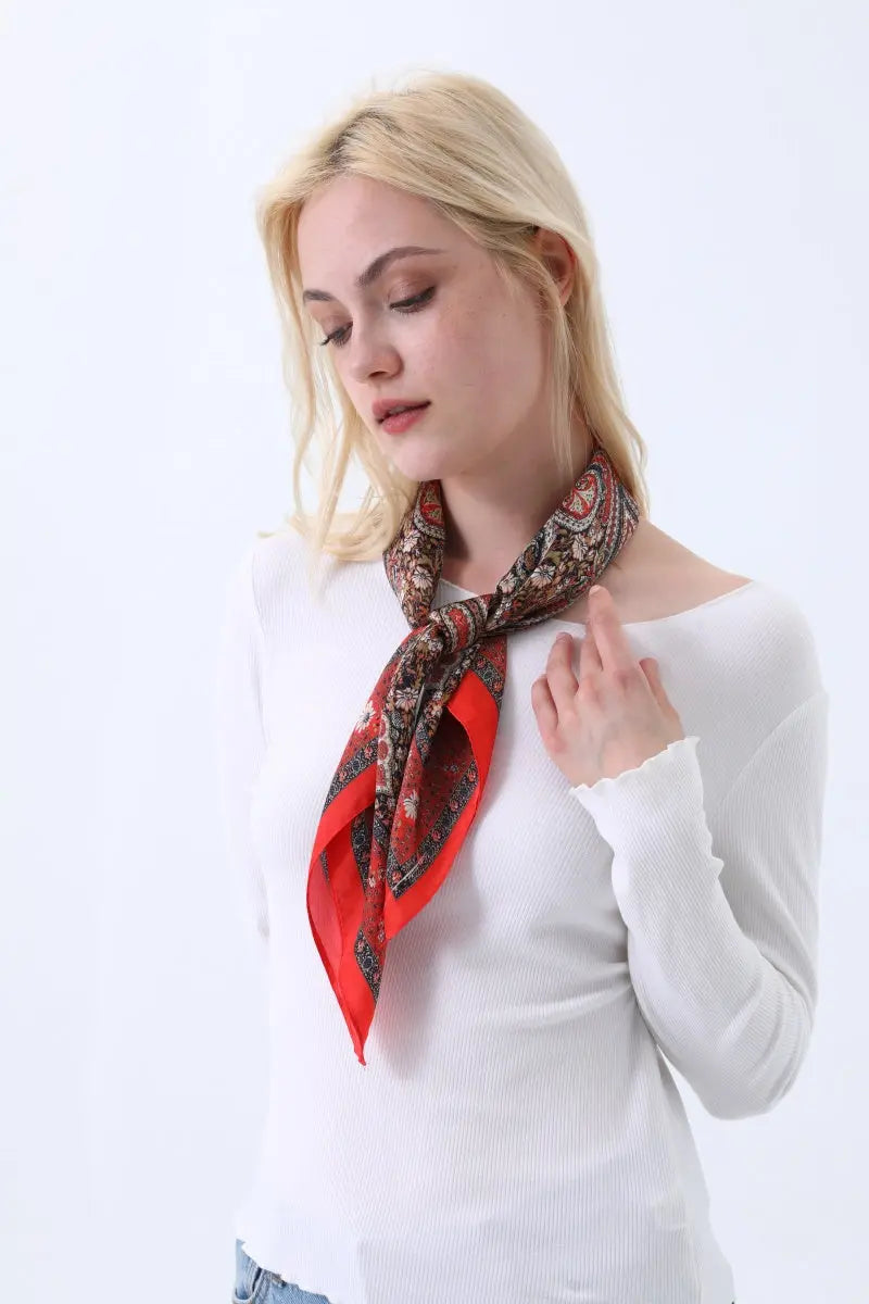 Vintage Paisley Print Silk Square Scarf for Women Leto Collection
