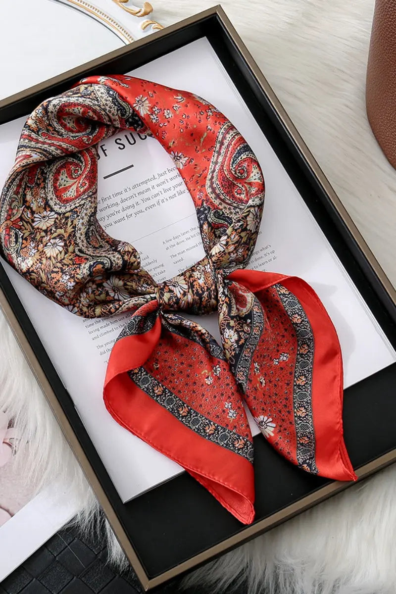 Vintage Paisley Print Silk Square Scarf for Women Leto Collection
