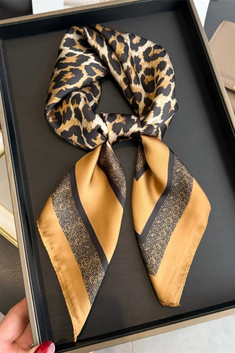 Stylish Leopard Print Satin Scarf – 3 Ways: Head, Neck & Waist Wrap leto-collection