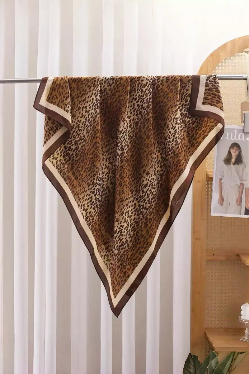 Classic Leopard Print Silk Scarf – Multi Purpose Neck & Head Wrap Leto Collection