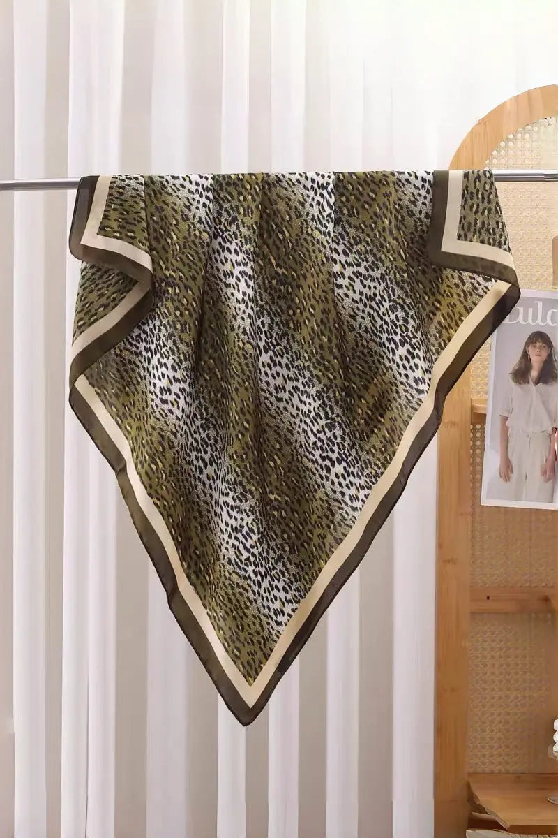 Classic Leopard Print Silk Scarf – Multi Purpose Neck & Head Wrap Leto Collection