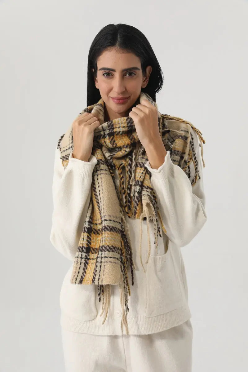 Vintage Plaid Tassel Women Warm Winter Neck Wrap Shawl 🧣🍂 leto-collection
