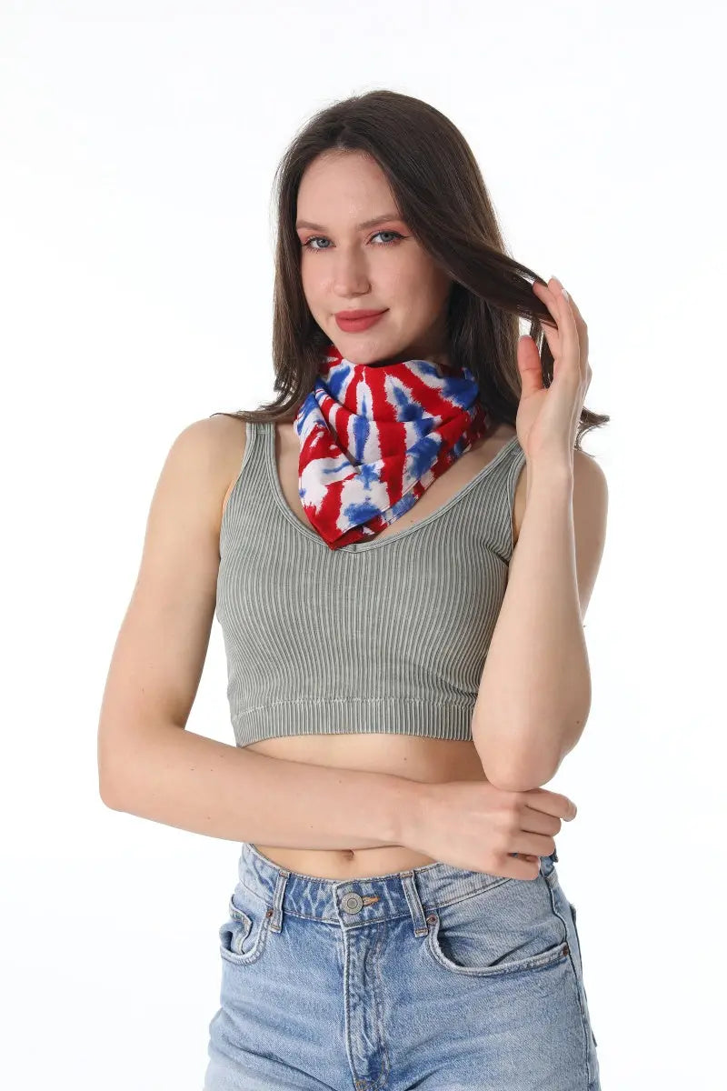 Patriotic Tie Dye Bandana – Square Scarf Leto Collection