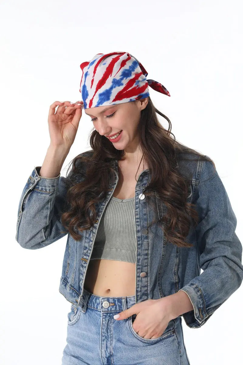 Patriotic Tie Dye Bandana – Square Scarf Leto Collection