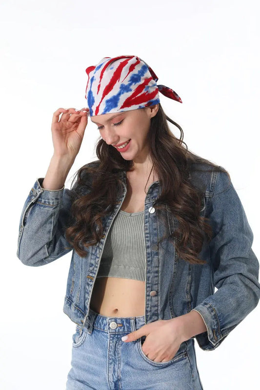 Patriotic Tie Dye Bandana – Square Scarf Leto Collection
