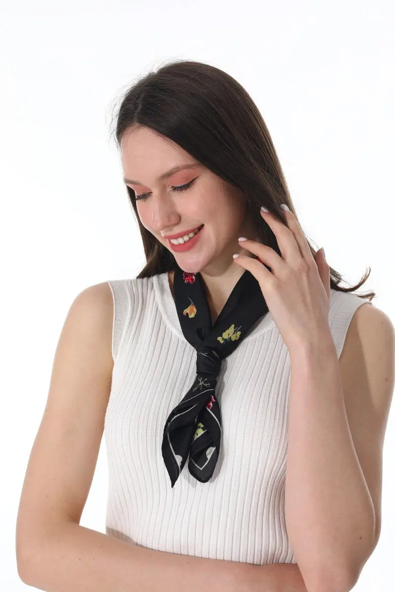 Women Floral Print Satin Square Multi-use Neck Bandana 🌸✨ leto-collection