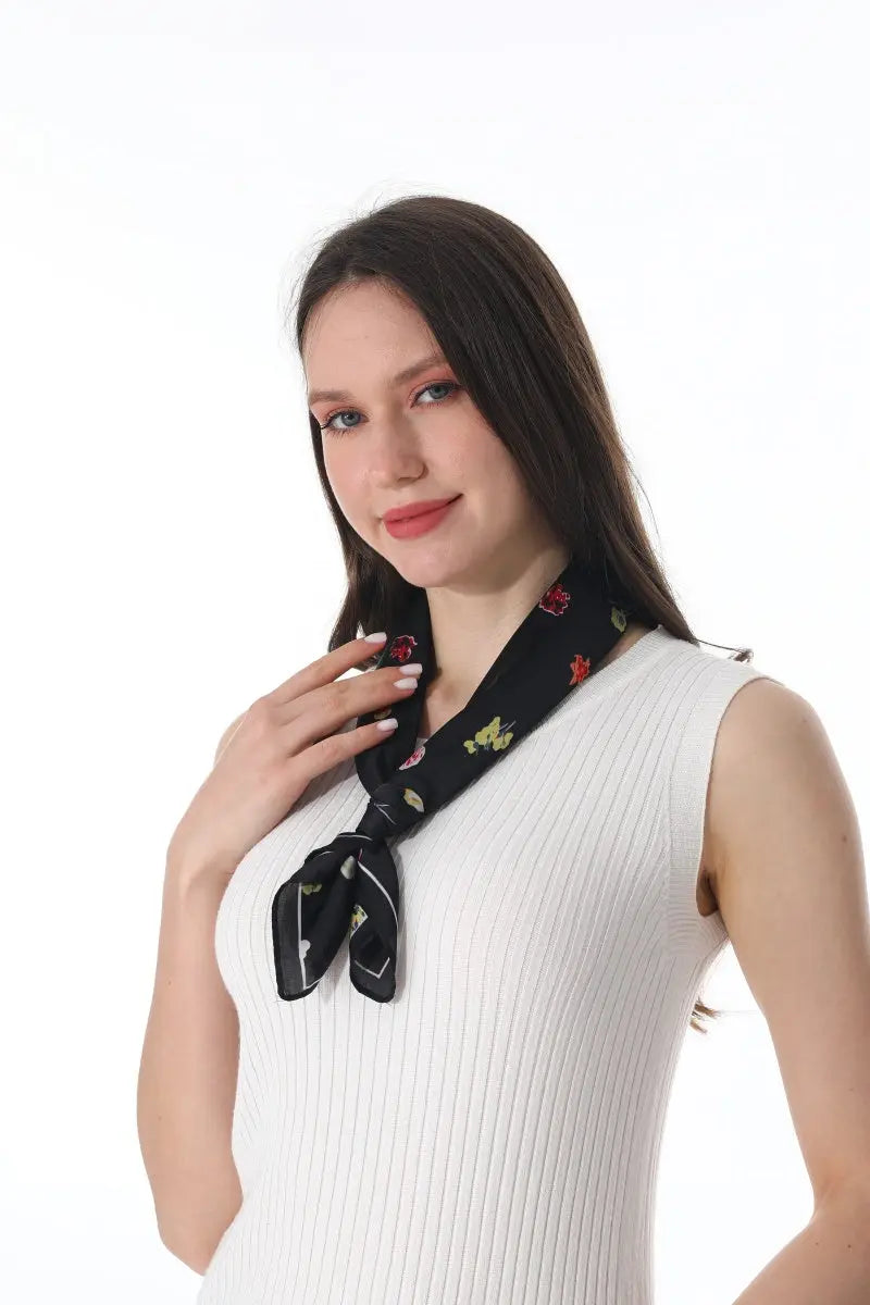 Women Floral Print Satin Square Multi-use Neck Bandana 🌸✨ leto-collection