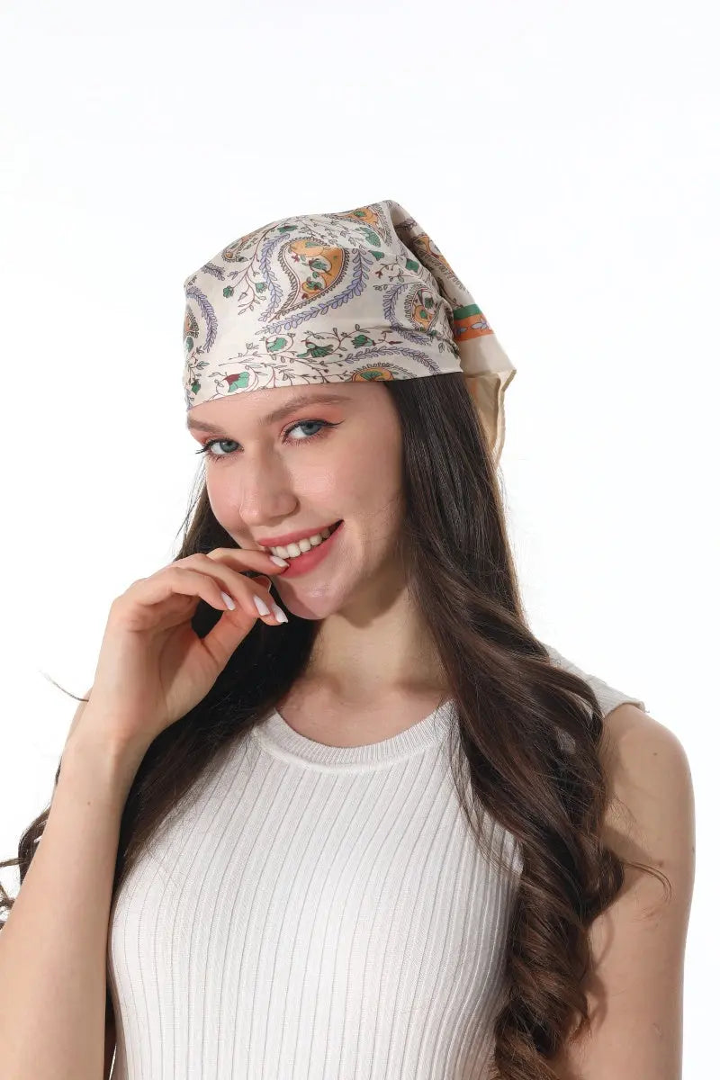 Vintage Paisley Satin Square Multi-use Neck Bandana 🪞🌿 Leto Collection