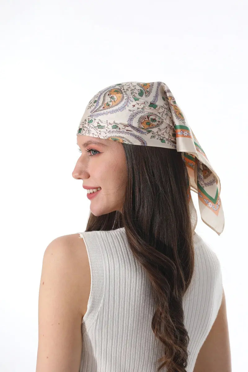 Vintage Paisley Satin Square Multi-use Neck Bandana 🪞🌿 Leto Collection