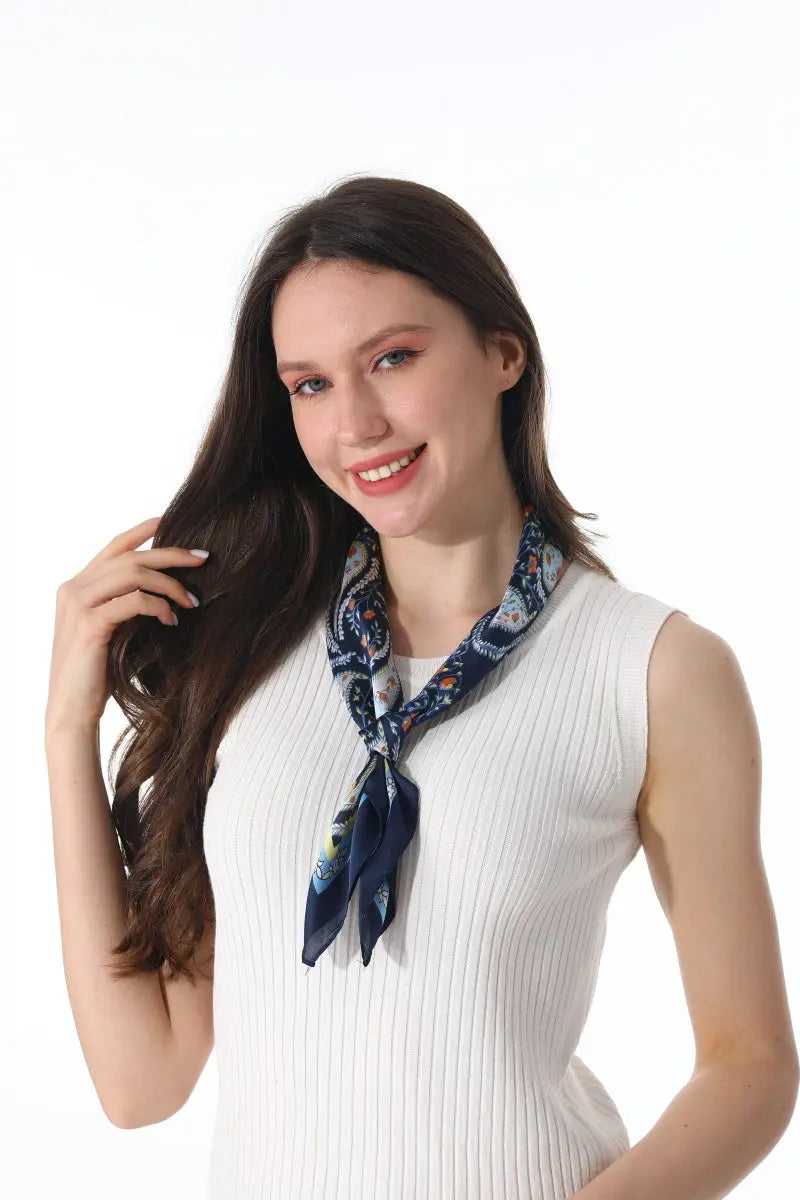 Vintage Paisley Satin Square Multi-use Neck Bandana 🪞🌿 Leto Collection
