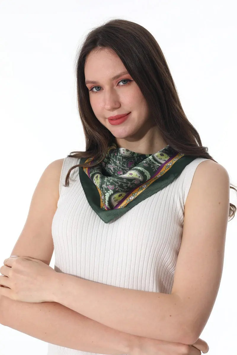 Vintage Paisley Satin Square Multi-use Neck Bandana 🪞🌿 Leto Collection