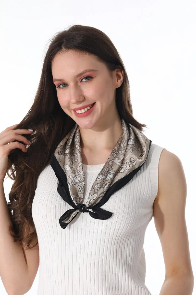 Retro Paisley Silky Square Scarf Versatile Women Neck Bandana 🌷✨ Leto Collection