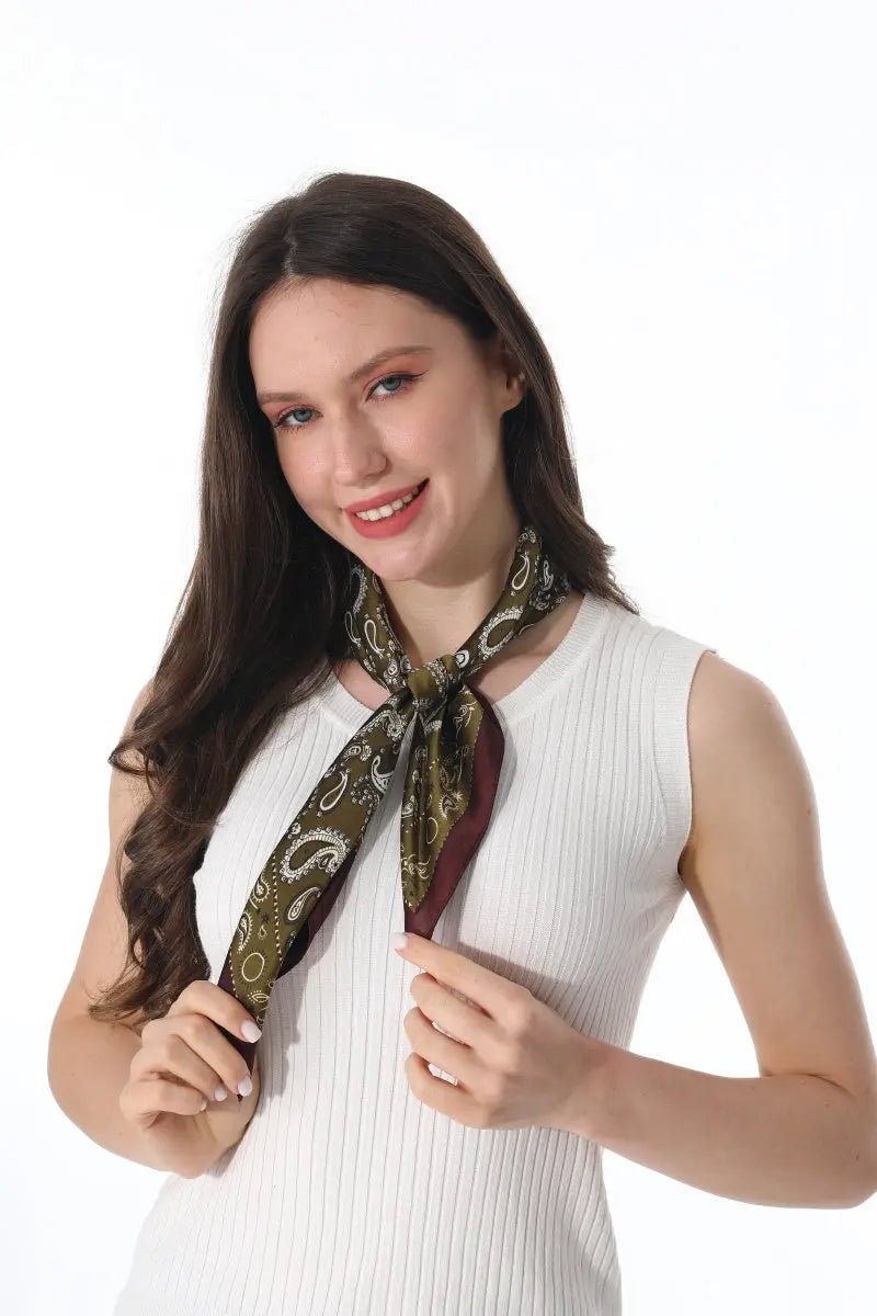 Retro Paisley Silky Square Scarf Versatile Women Neck Bandana 🌷✨ Leto Collection