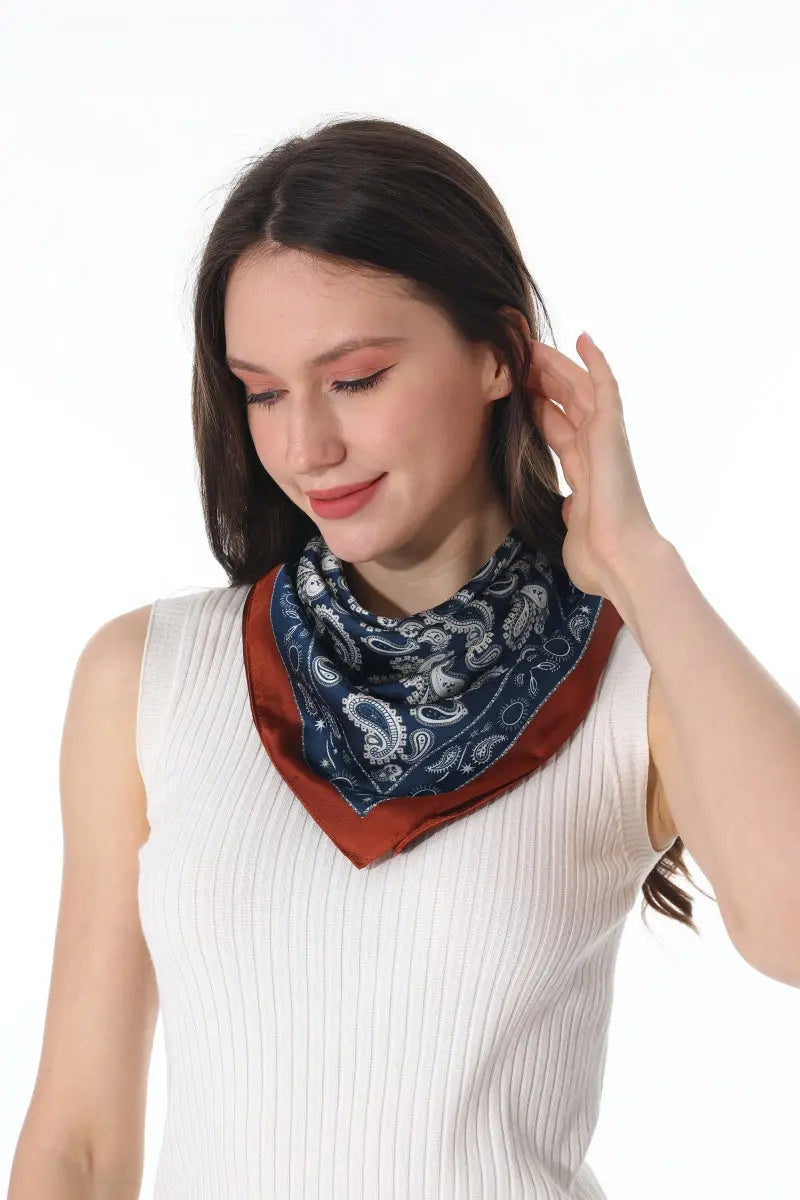 Retro Paisley Silky Square Scarf Versatile Women Neck Bandana 🌷✨ Leto Collection