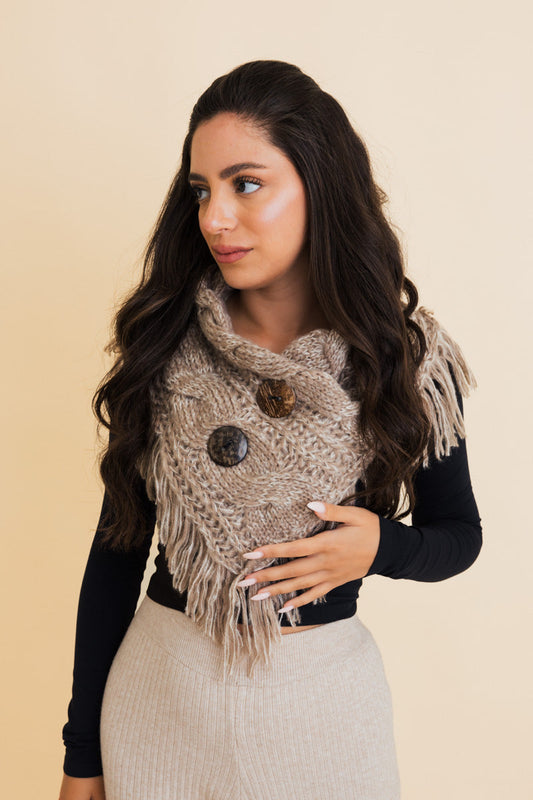 Heathered Shoulder Warmer With Coco Buttons Leto Collection