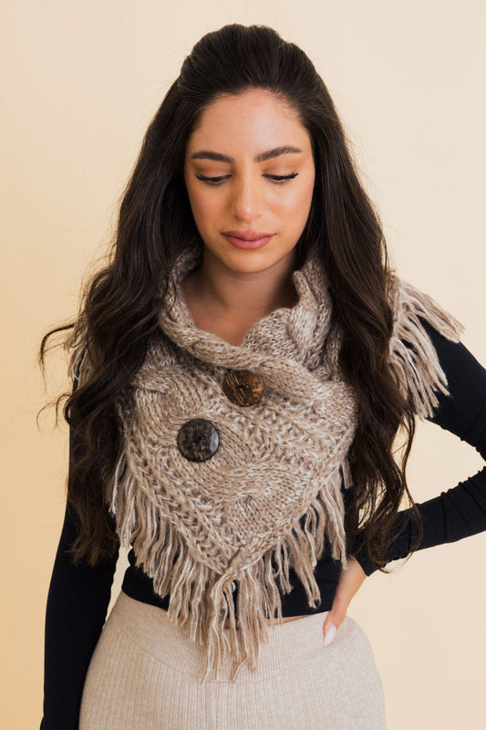 Heathered Shoulder Warmer With Coco Buttons Leto Collection