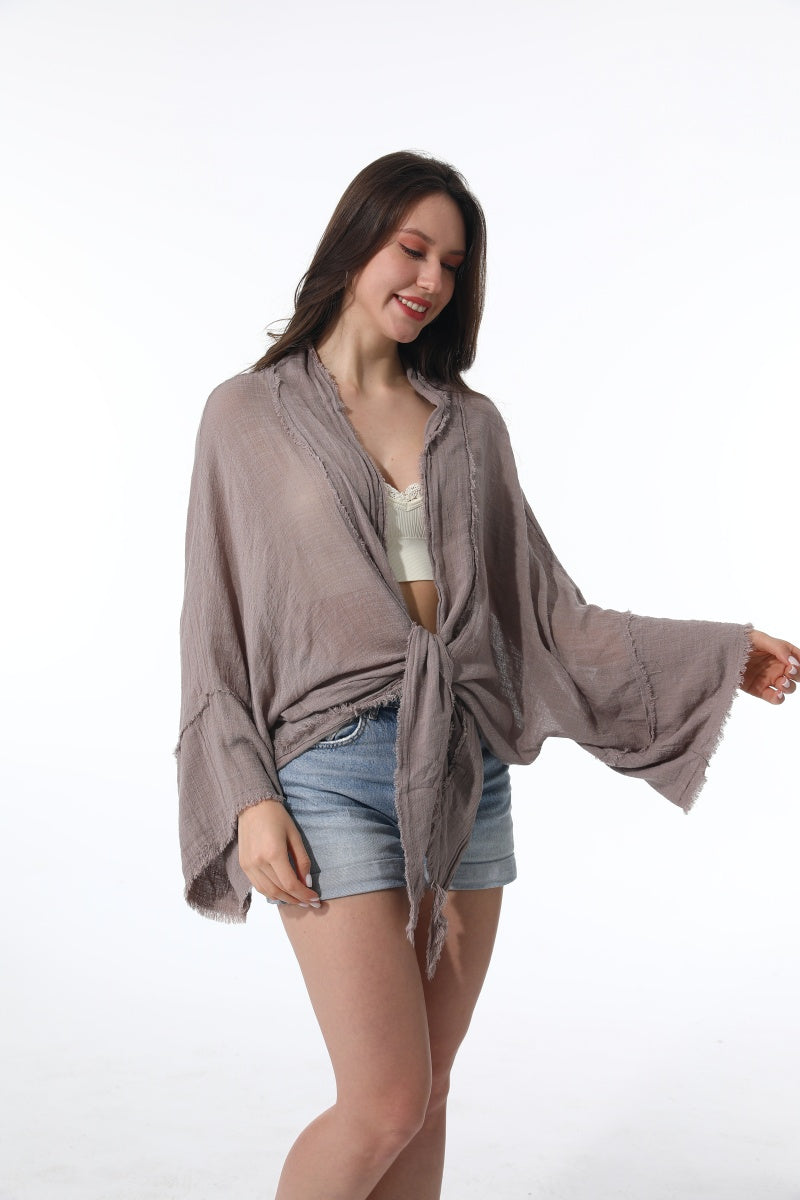 Flounce Tie-Front Kimono Wrap Leto Collection