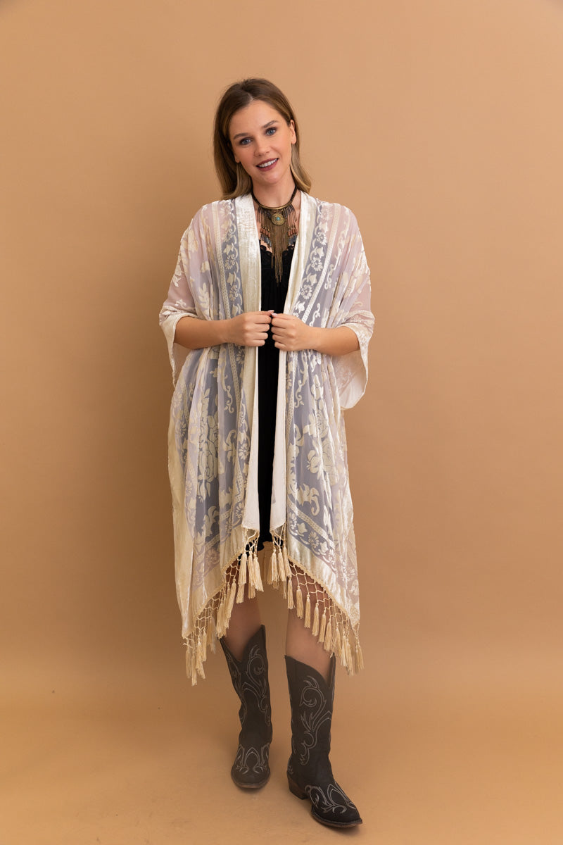 Lush Velvet Mesh Tapestry Kimono Leto Collection