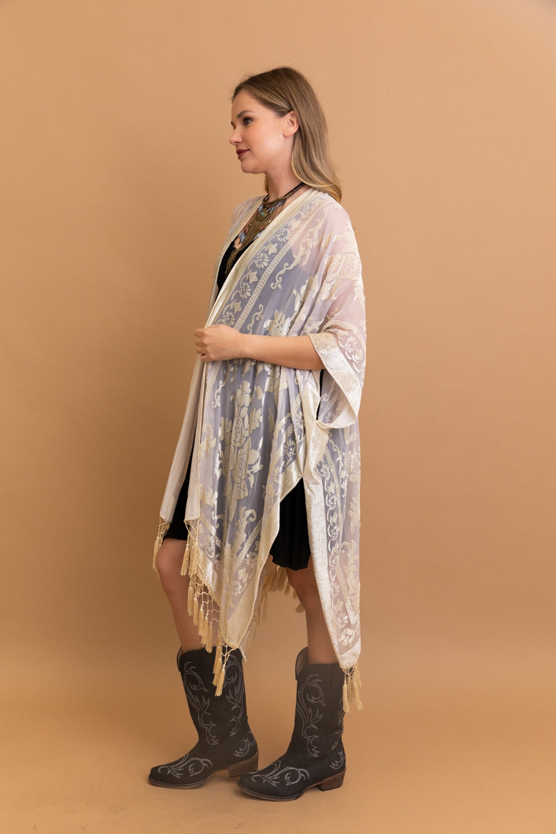 Lush Velvet Mesh Tapestry Kimono Leto Collection