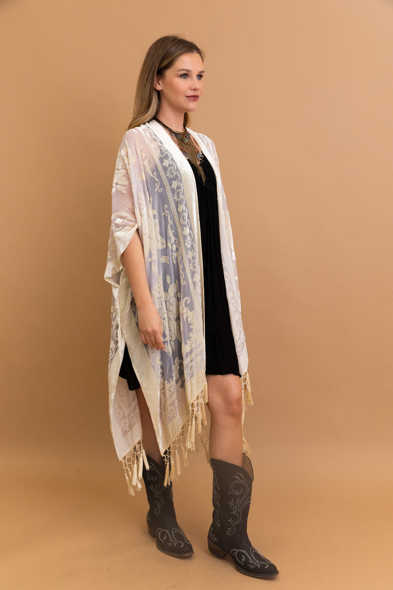 Lush Velvet Mesh Tapestry Kimono Leto Collection