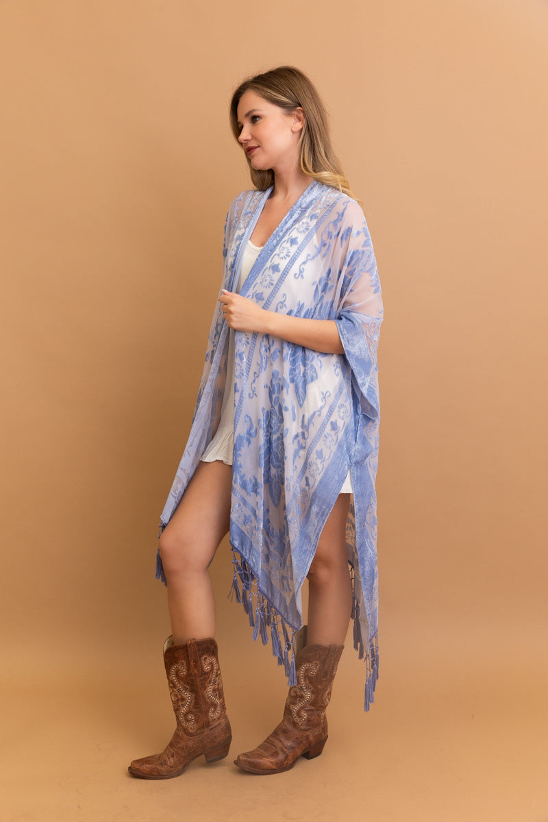 Lush Velvet Mesh Tapestry Kimono Leto Collection