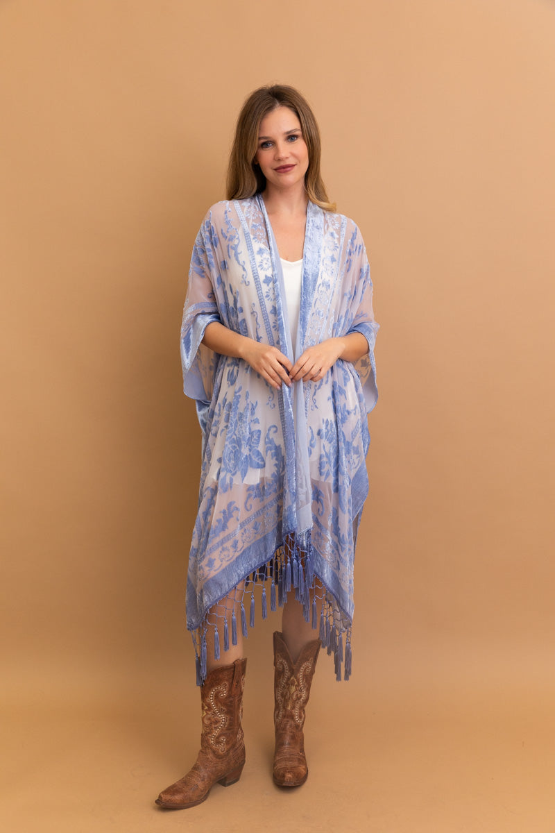 Lush Velvet Mesh Tapestry Kimono Leto Collection