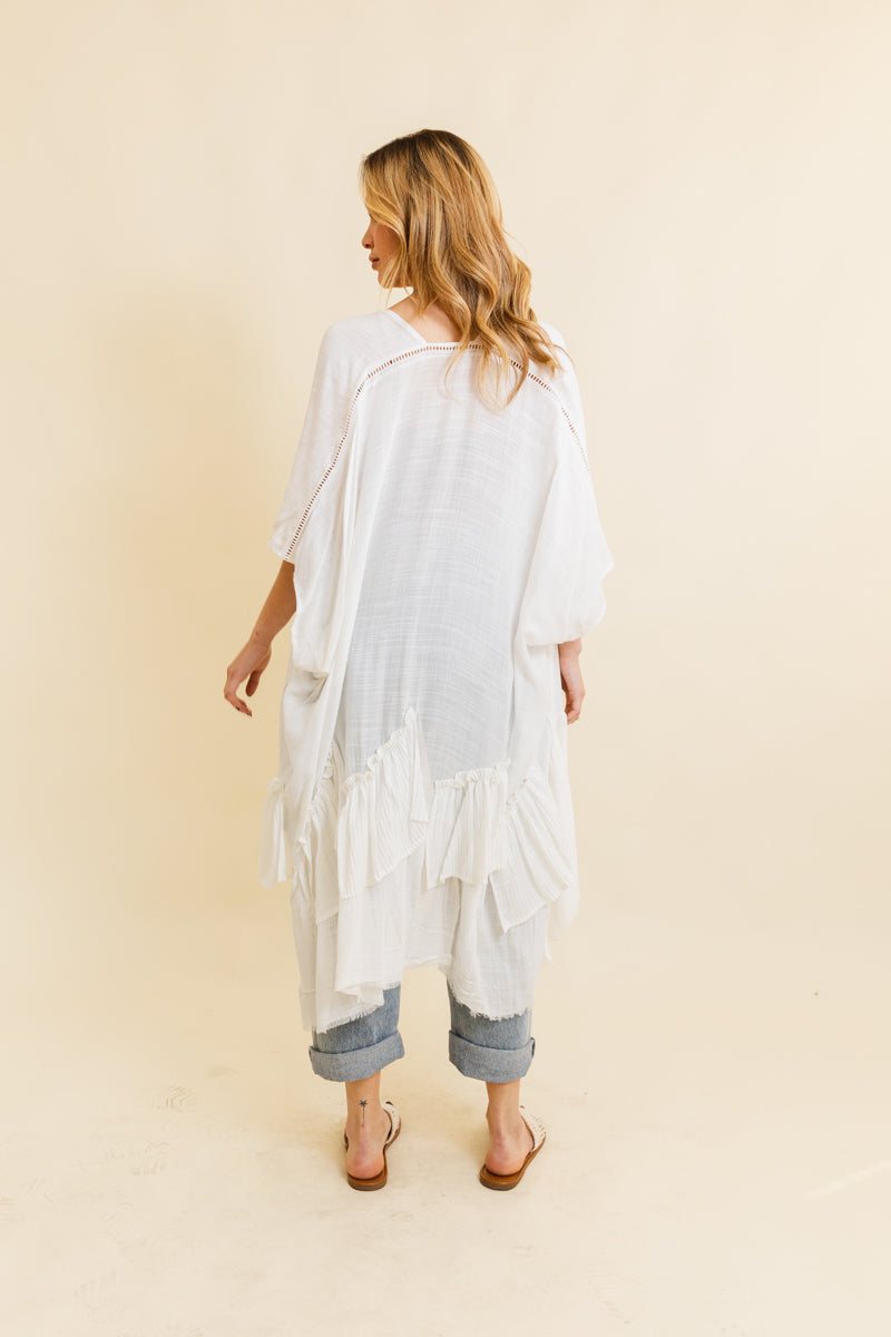 Solid Ruffle Edge Bohemian Kimono Leto Collection
