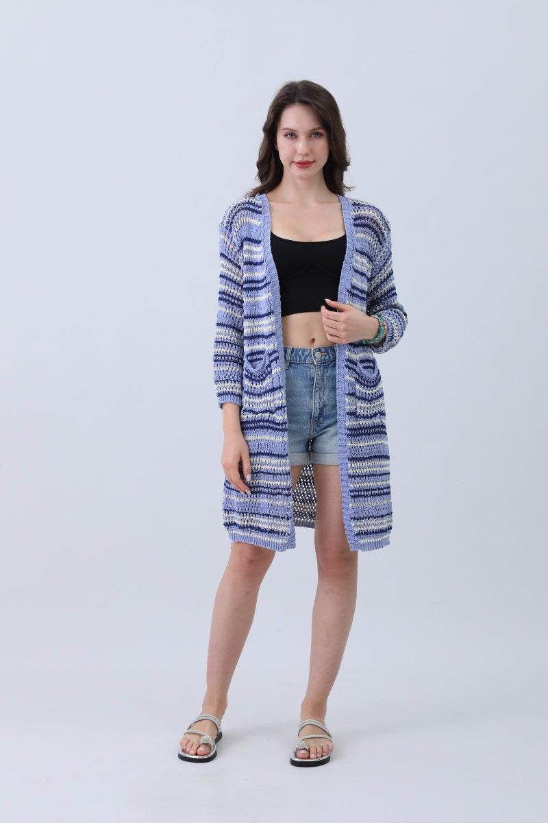 Nautical Blue Stripe Cardigan – Classic & Coastal Cool⚓🌊 Leto Collection