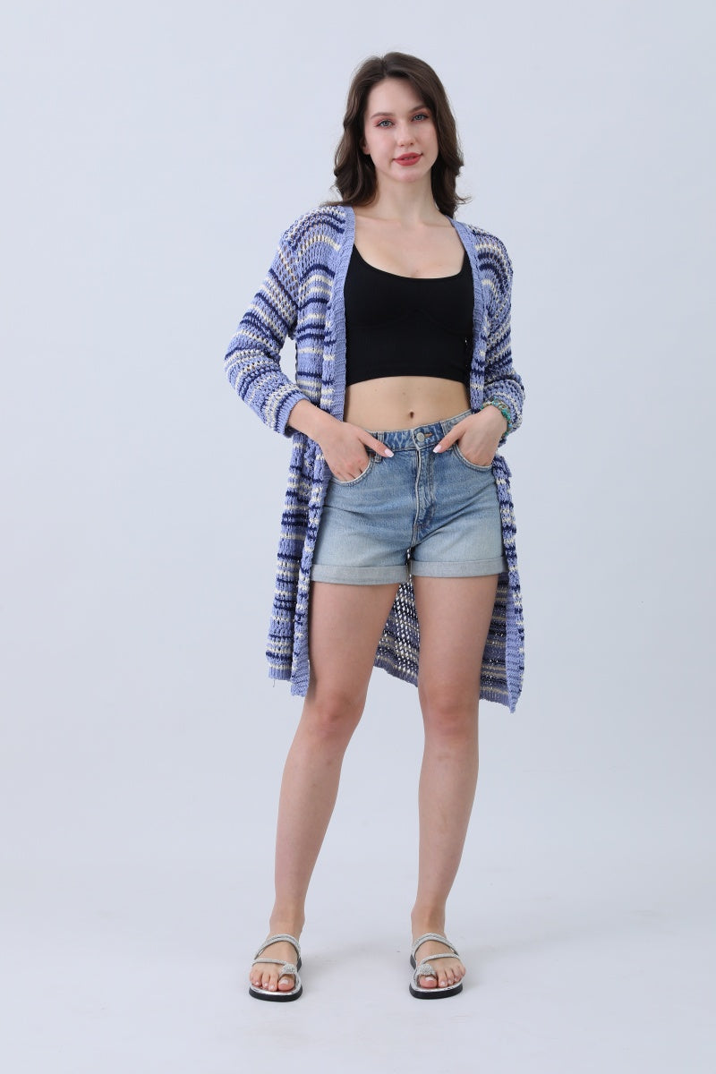 Nautical Blue Stripe Cardigan – Classic & Coastal Cool⚓🌊 Leto Collection