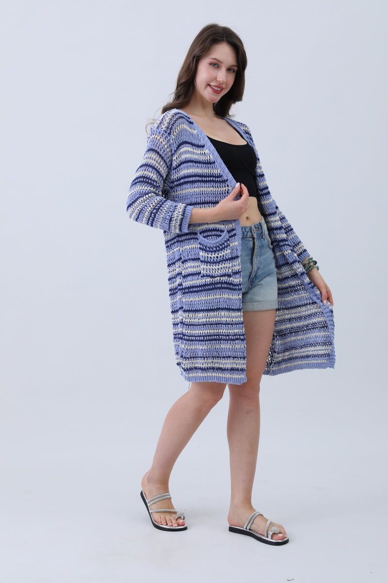 Nautical Blue Stripe Cardigan – Classic & Coastal Cool⚓🌊 Leto Collection