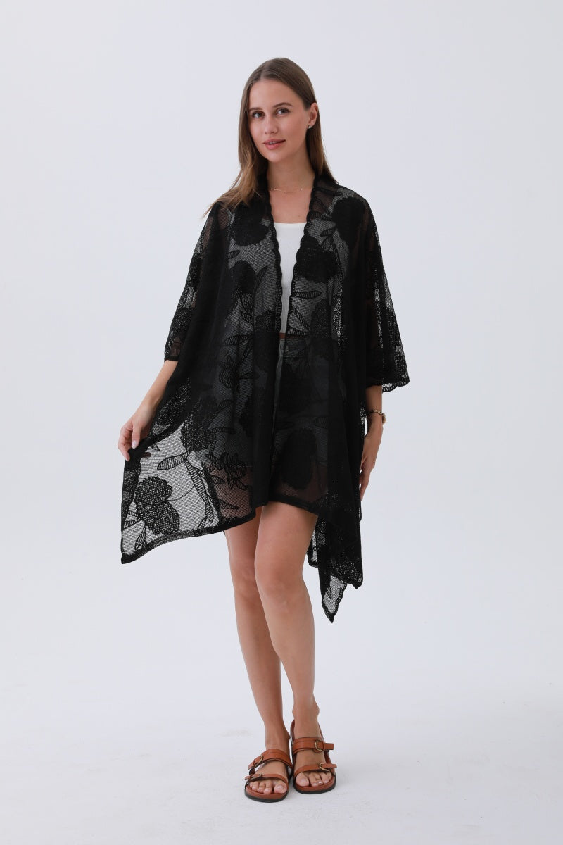 Luxury Embroidered Kimono – Elegant Solid Cover-Up 🌸🧵 Leto Collection