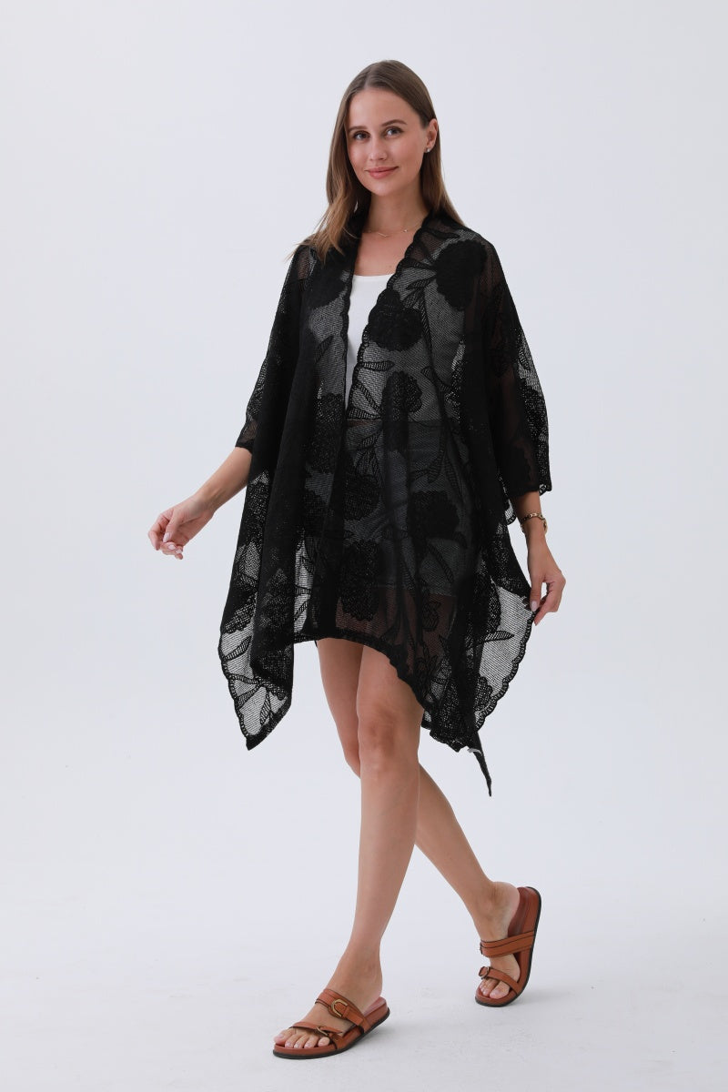 Luxury Embroidered Kimono – Elegant Solid Cover-Up 🌸🧵 Leto Collection