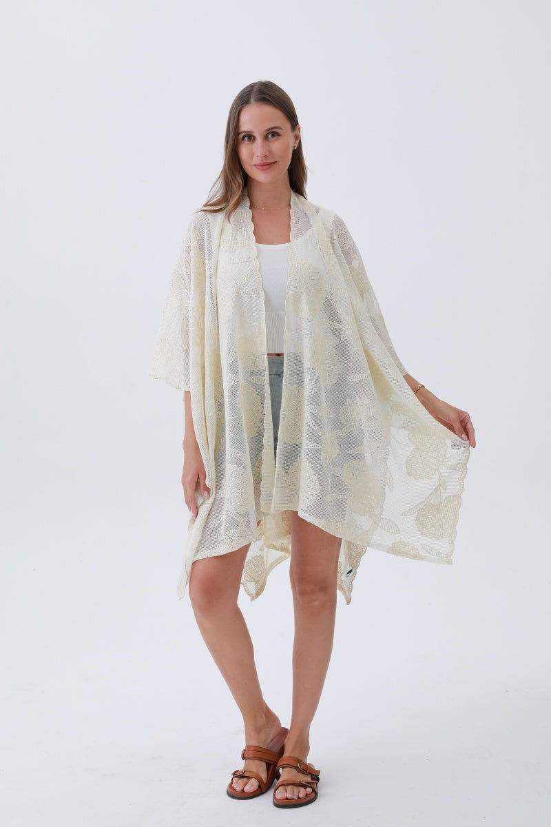 Luxury Embroidered Kimono – Elegant Solid Cover-Up 🌸🧵 Leto Collection